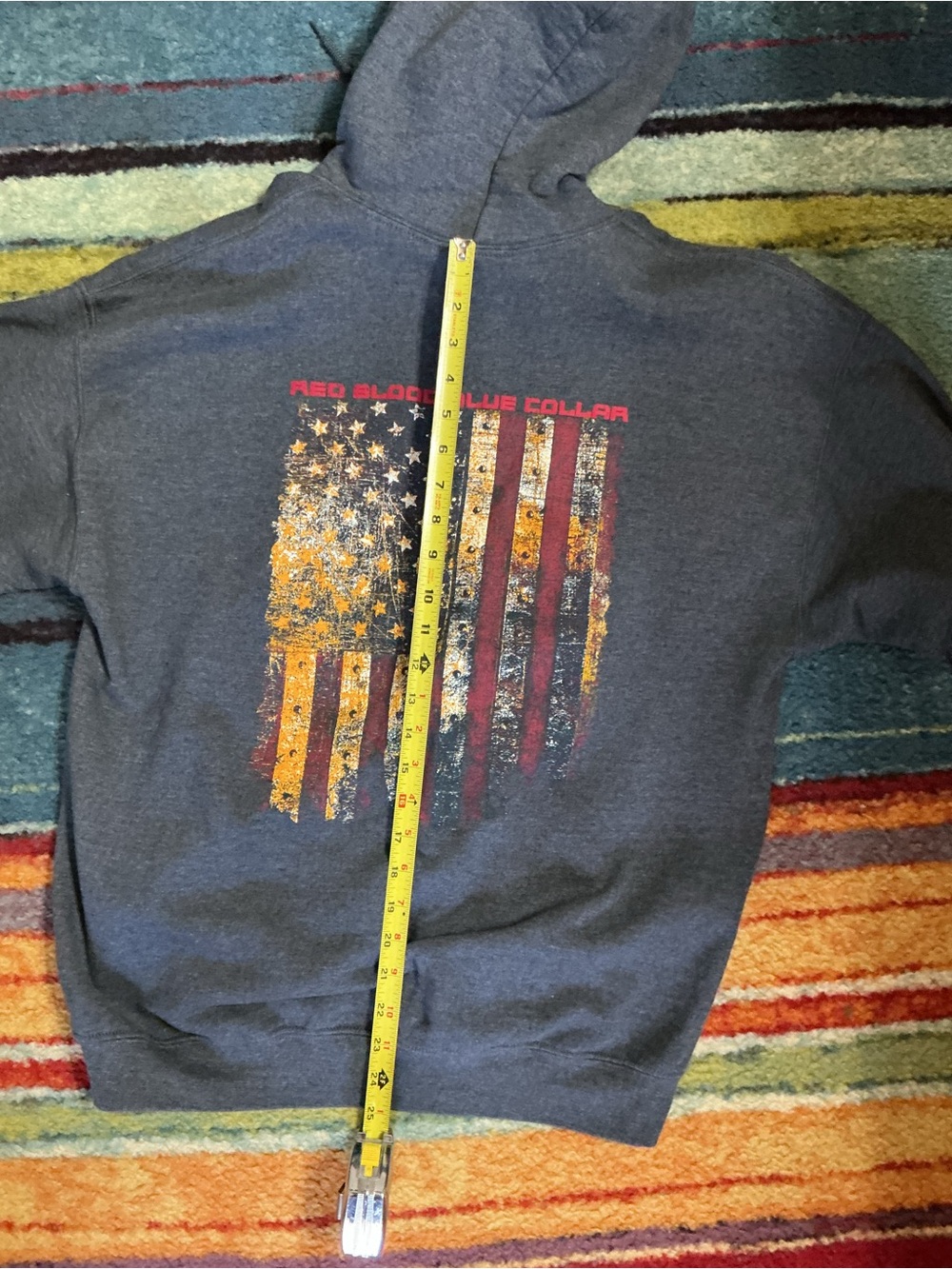 Grunt Style Gray Pullover Hoodie Flag Patriot Size Large see pics - Picture 3 of 5